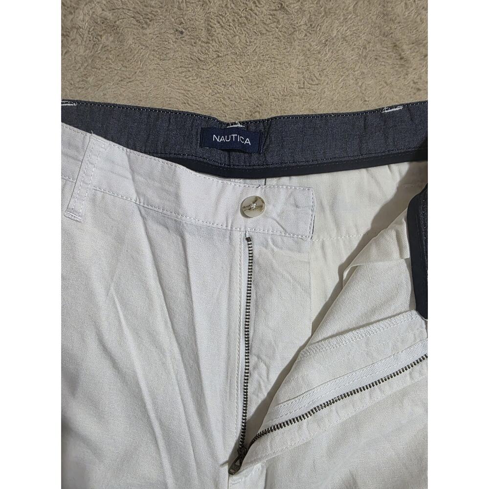 Nautica Mens Shorts 36 White Linen Blend Classic Fit Deck Summer Casual NWT 8.5" - Picture 4 of 8
